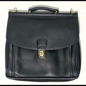 Vintage Coach Black Leather Briefcase Laptop Bag #d8c-5299